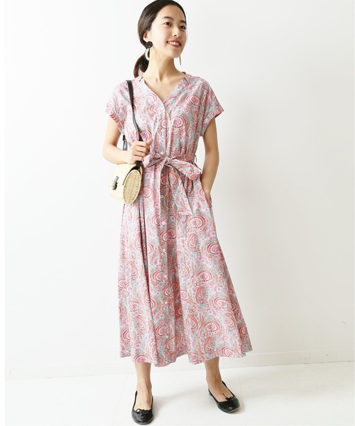 La TOTALITE(ラトータリテ)の「LIBERTY Vネックシャツワンピース【手洗い可能】◆(ワンピース・レディース・レッド/ボルドー/ピンク系その他・FREE)」の16枚目の写真