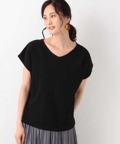 GLOBAL WORK(グローバルワーク)の「サラサラTリブフレンチプルオーバー/843100(Tシャツ/カットソー・レディース・ホワイト/ブラック/その他/グリーン系その他7・MEDIUM/LARGE)」の2枚目の写真