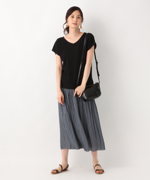 GLOBAL WORK(グローバルワーク)の「サラサラTリブフレンチプルオーバー/843100(Tシャツ/カットソー・レディース・ホワイト/ブラック/その他/グリーン系その他7・MEDIUM/LARGE)」の6枚目の写真