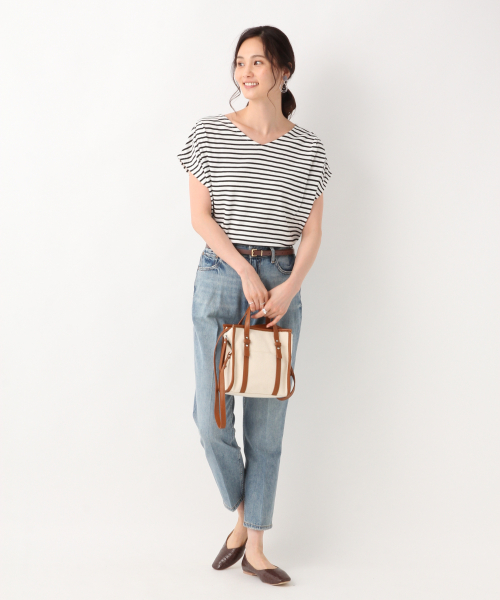 GLOBAL WORK(グローバルワーク)の「サラサラTリブフレンチプルオーバー/843100(Tシャツ/カットソー・レディース・ホワイト/ブラック/その他/グリーン系その他7・MEDIUM/LARGE)」の8枚目の写真
