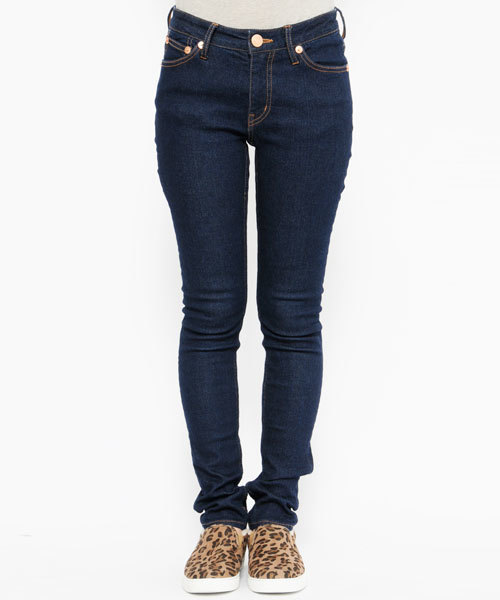 X-girl（エックスガール）の「LIGHTNING SKINNY PANTS（デニムパンツ・レディース・インディゴブルー/ライトインディゴブルー・1/0/2）」の4枚目の写真