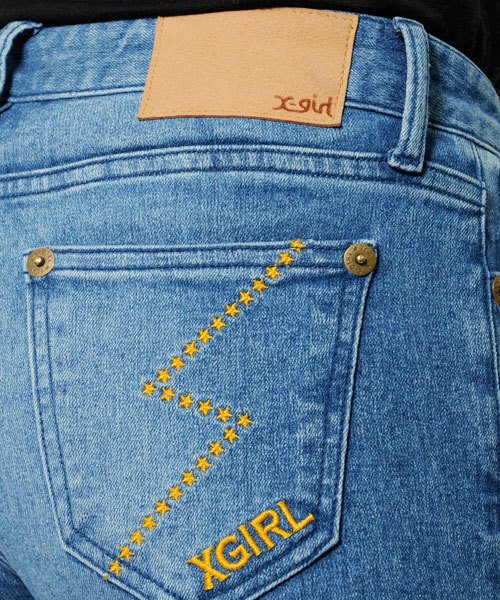 X-girl（エックスガール）の「LIGHTNING SKINNY PANTS（デニムパンツ・レディース・インディゴブルー/ライトインディゴブルー・1/0/2）」の11枚目の写真