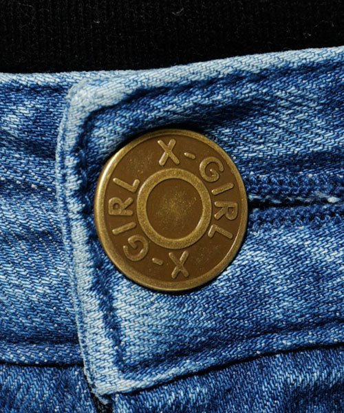 X-girl（エックスガール）の「LIGHTNING SKINNY PANTS（デニムパンツ・レディース・インディゴブルー/ライトインディゴブルー・1/0/2）」の10枚目の写真