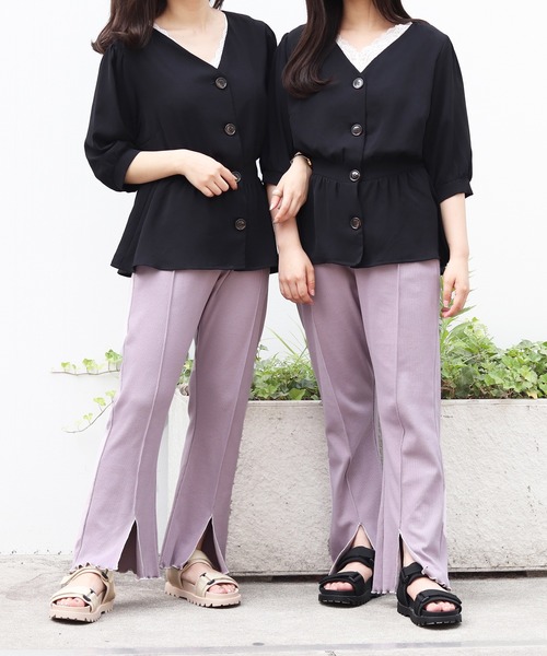 PairPair（ペアペア）の「デカボタンペプラムブラウス（シャツ/ブラウス・レディース・ブラック/ベージュ/モカ・FREE）」の9枚目の写真