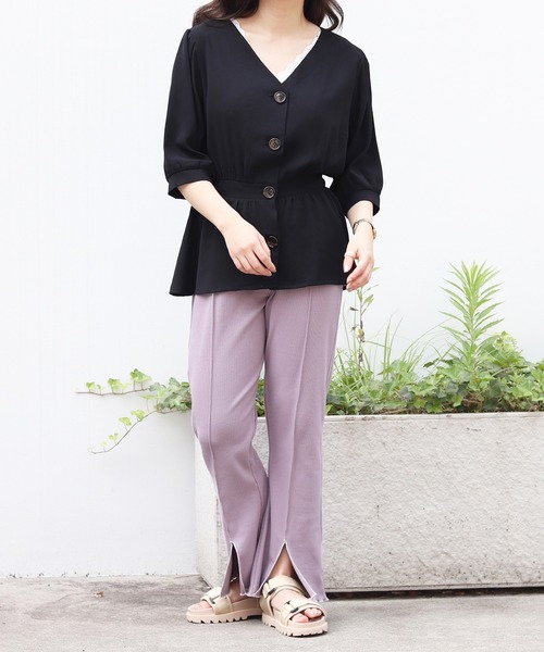 PairPair（ペアペア）の「デカボタンペプラムブラウス（シャツ/ブラウス・レディース・ブラック/ベージュ/モカ・FREE）」の10枚目の写真