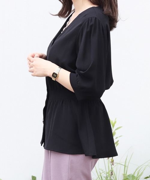 PairPair（ペアペア）の「デカボタンペプラムブラウス（シャツ/ブラウス・レディース・ブラック/ベージュ/モカ・FREE）」の12枚目の写真
