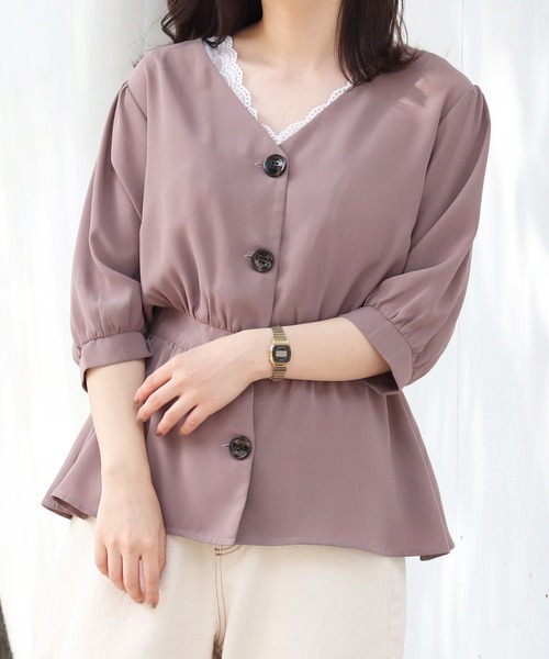 PairPair（ペアペア）の「デカボタンペプラムブラウス（シャツ/ブラウス・レディース・ブラック/ベージュ/モカ・FREE）」の16枚目の写真