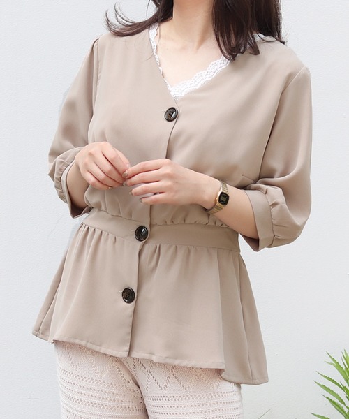 PairPair（ペアペア）の「デカボタンペプラムブラウス（シャツ/ブラウス・レディース・ブラック/ベージュ/モカ・FREE）」の21枚目の写真