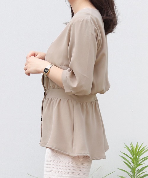 PairPair（ペアペア）の「デカボタンペプラムブラウス（シャツ/ブラウス・レディース・ブラック/ベージュ/モカ・FREE）」の22枚目の写真