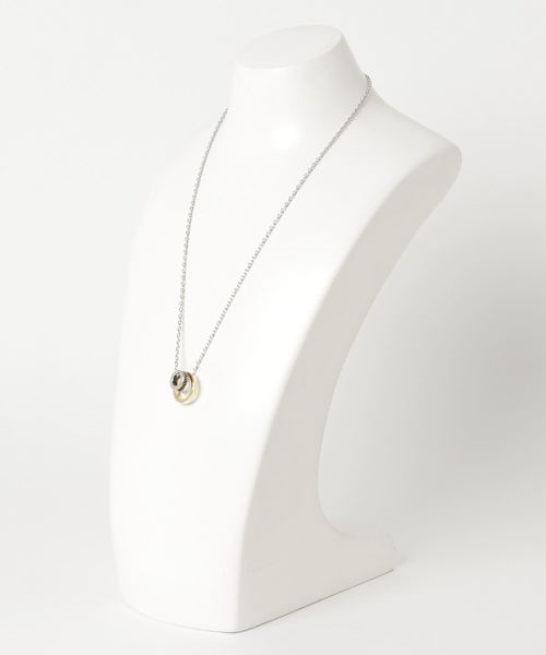 WEGO(ウィゴー)の「WEGO/2リングチェーンネックレス(ネックレス・メンズ・シルバー/ブラック・FREE)」の4枚目の写真