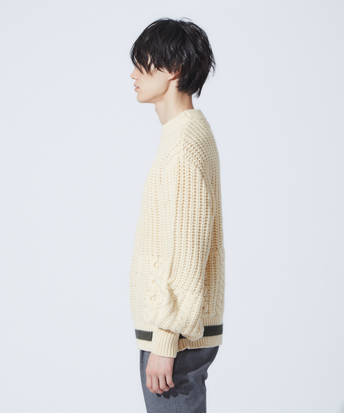 SUPERTHANKS(スーパーサンクス)の「【SUPER THANKS】ビックシルエットニット(ニット/セーター・メンズ・オフホワイト/カーキ・2/3)」の4枚目の写真