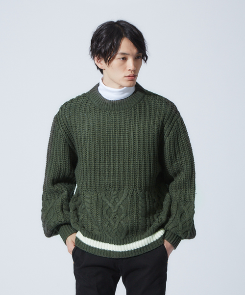 SUPERTHANKS(スーパーサンクス)の「【SUPER THANKS】ビックシルエットニット(ニット/セーター・メンズ・オフホワイト/カーキ・2/3)」の11枚目の写真