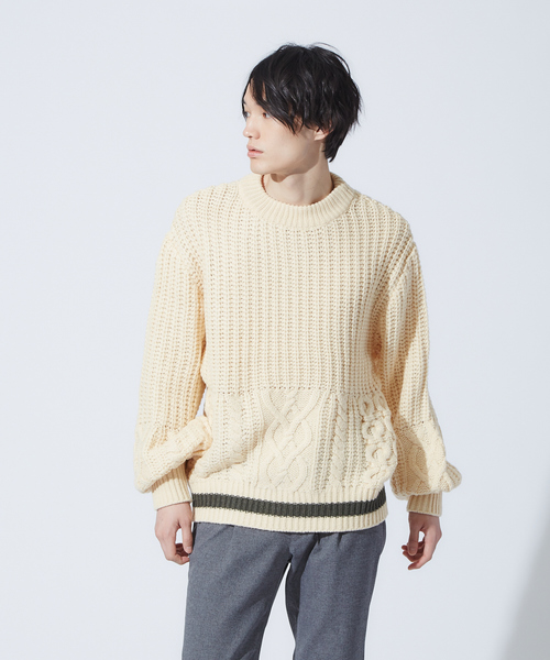 SUPERTHANKS(スーパーサンクス)の「【SUPER THANKS】ビックシルエットニット(ニット/セーター・メンズ・オフホワイト/カーキ・2/3)」の18枚目の写真