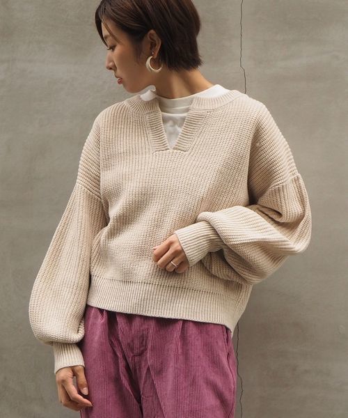 tiptop(ティップトップ)の「<pocket>【ZOZO限定アイテム】バルキーキーネックプルオーバー(ニット/セーター・レディース・ベージュ/ブラウン/アイボリー・FREE)」の4枚目の写真