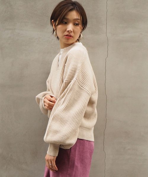 tiptop(ティップトップ)の「<pocket>【ZOZO限定アイテム】バルキーキーネックプルオーバー(ニット/セーター・レディース・ベージュ/ブラウン/アイボリー・FREE)」の5枚目の写真