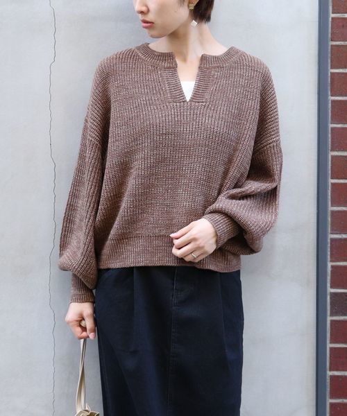 tiptop(ティップトップ)の「<pocket>【ZOZO限定アイテム】バルキーキーネックプルオーバー(ニット/セーター・レディース・ベージュ/ブラウン/アイボリー・FREE)」の7枚目の写真