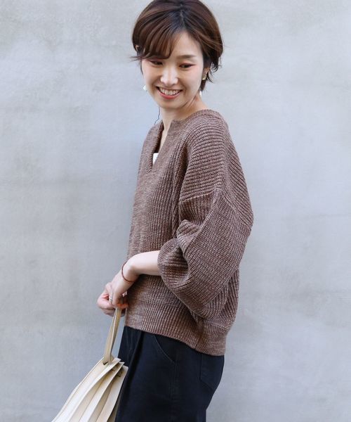 tiptop(ティップトップ)の「<pocket>【ZOZO限定アイテム】バルキーキーネックプルオーバー(ニット/セーター・レディース・ベージュ/ブラウン/アイボリー・FREE)」の8枚目の写真