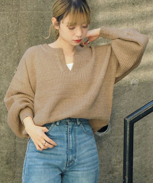 tiptop(ティップトップ)の「<pocket>【ZOZO限定アイテム】バルキーキーネックプルオーバー(ニット/セーター・レディース・ベージュ/ブラウン/アイボリー・FREE)」の18枚目の写真