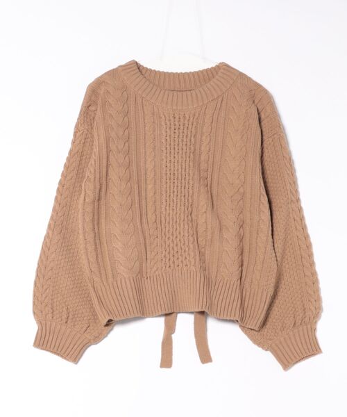 STYLEBLOCK（スタイルブロック）の「バックリボンバルキー編みケーブルニットセーター（ニット/セーター・レディース・ブラック/ベージュ/オフホワイト/モカ・M）」の3枚目の写真
