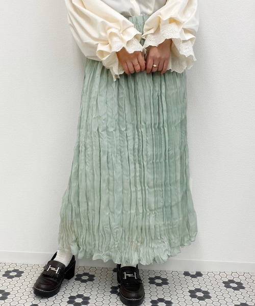 apres jour（アプレジュール）の「ラメクロスクリンクルスカート【ZOZOTOWN限定アイテム】（スカート・レディース・ライトベージュ/ライトブルー/モカ/ミント/オフホワイト/ブラック・フリー）」の7枚目の写真