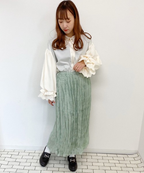 apres jour（アプレジュール）の「ラメクロスクリンクルスカート【ZOZOTOWN限定アイテム】（スカート・レディース・ライトベージュ/ライトブルー/モカ/ミント/オフホワイト/ブラック・フリー）」の10枚目の写真