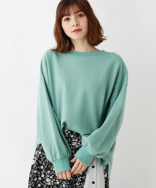 grove（グローブ）の「サイドスリット裏毛クルーネックプルオーバー（スウェット・レディース・ダークグリーン/オフホワイト/ライトベージュ・02/03）」の3枚目の写真