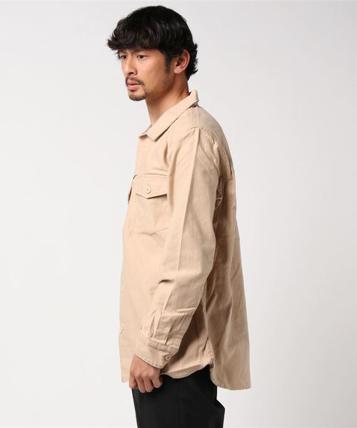 HOUSTON(ヒューストン)の「【 HOUSTON / ヒューストン 】Military Shirts 40232(シャツ/ブラウス・メンズ・ベージュ/ネイビー・X-LARGE)」の3枚目の写真