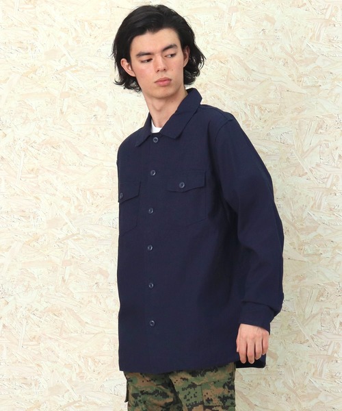 HOUSTON(ヒューストン)の「【 HOUSTON / ヒューストン 】Military Shirts 40232(シャツ/ブラウス・メンズ・ベージュ/ネイビー・X-LARGE)」の2枚目の写真
