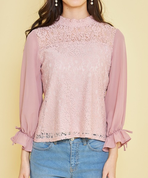 tocco closet(トッコ クローゼット)の「レース切替シフォンスリーブブラウス(シャツ/ブラウス・レディース・オフホワイト/ピンク・M)」の15枚目の写真