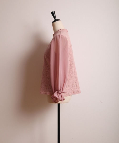 tocco closet(トッコ クローゼット)の「レース切替シフォンスリーブブラウス(シャツ/ブラウス・レディース・オフホワイト/ピンク・M)」の11枚目の写真