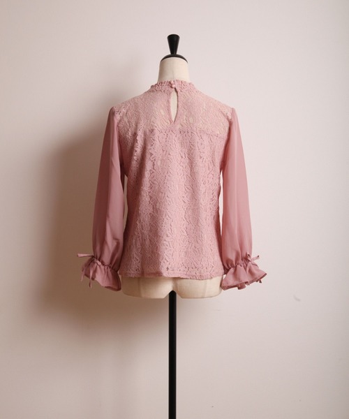 tocco closet(トッコ クローゼット)の「レース切替シフォンスリーブブラウス(シャツ/ブラウス・レディース・オフホワイト/ピンク・M)」の12枚目の写真