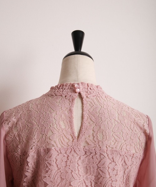 tocco closet(トッコ クローゼット)の「レース切替シフォンスリーブブラウス(シャツ/ブラウス・レディース・オフホワイト/ピンク・M)」の8枚目の写真