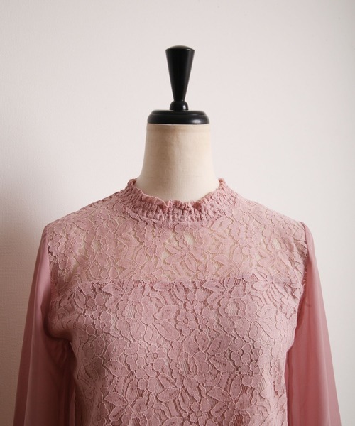 tocco closet(トッコ クローゼット)の「レース切替シフォンスリーブブラウス(シャツ/ブラウス・レディース・オフホワイト/ピンク・M)」の14枚目の写真
