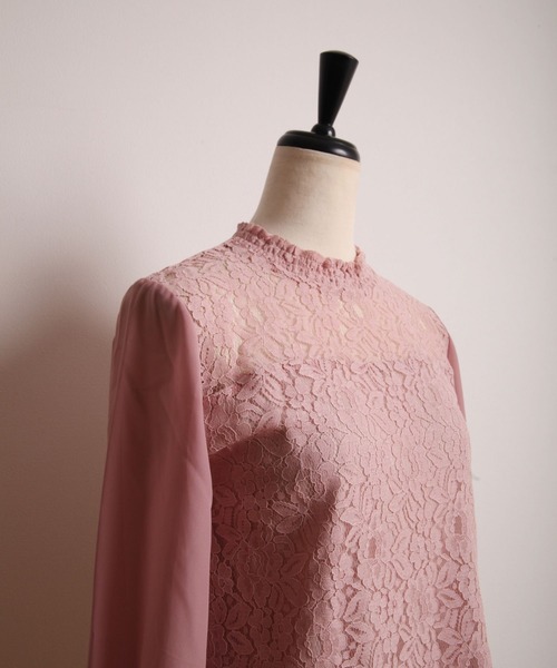 tocco closet(トッコ クローゼット)の「レース切替シフォンスリーブブラウス(シャツ/ブラウス・レディース・オフホワイト/ピンク・M)」の6枚目の写真