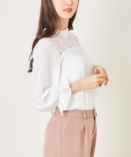 tocco closet(トッコ クローゼット)の「レース切替シフォンスリーブブラウス(シャツ/ブラウス・レディース・オフホワイト/ピンク・M)」の21枚目の写真