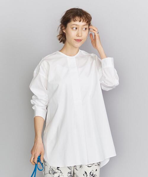BEAUTY&YOUTH UNITED ARROWS（ビューティーアンドユースユナイテッドアローズ）の「BY ヘンリーネックチュニックブラウス◆（シャツ/ブラウス・レディース・ホワイト/ライトブルー・FREE）」の2枚目の写真