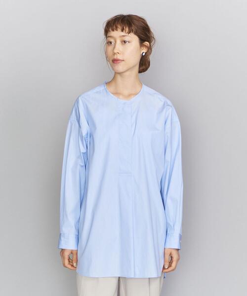 BEAUTY&YOUTH UNITED ARROWS（ビューティーアンドユースユナイテッドアローズ）の「BY ヘンリーネックチュニックブラウス◆（シャツ/ブラウス・レディース・ホワイト/ライトブルー・FREE）」の8枚目の写真
