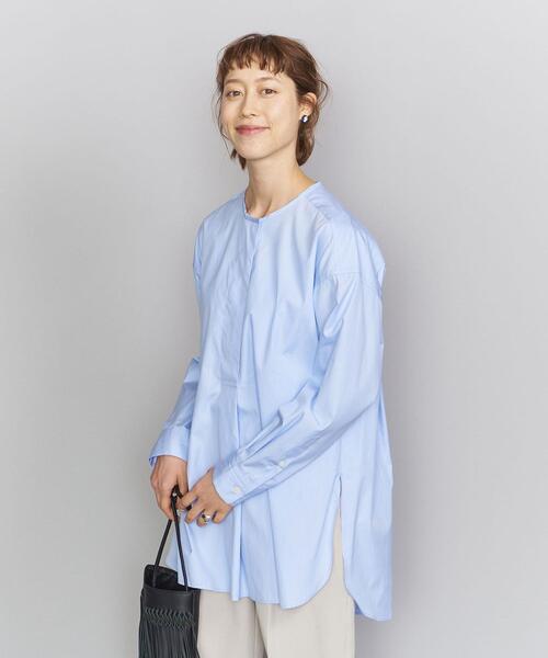 BEAUTY&YOUTH UNITED ARROWS（ビューティーアンドユースユナイテッドアローズ）の「BY ヘンリーネックチュニックブラウス◆（シャツ/ブラウス・レディース・ホワイト/ライトブルー・FREE）」の15枚目の写真