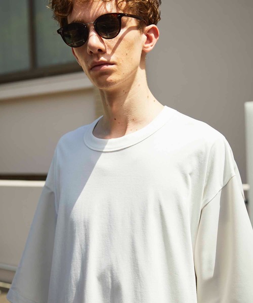 MAISON SPECIAL（メゾンスペシャル）の「《ユニセックスアイテム》ウーブンコンビプライムオーバーTシャツ【MAISON SPECIAL/メゾンスペシャル】（Tシャツ/カットソー・メンズ・ブラック/グリーン/オフホワイト/ホワイト・44/46）」の8枚目の写真