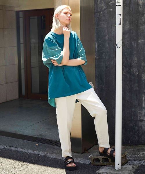 MAISON SPECIAL（メゾンスペシャル）の「《ユニセックスアイテム》ウーブンコンビプライムオーバーTシャツ【MAISON SPECIAL/メゾンスペシャル】（Tシャツ/カットソー・メンズ・ブラック/グリーン/オフホワイト/ホワイト・44/46）」の16枚目の写真