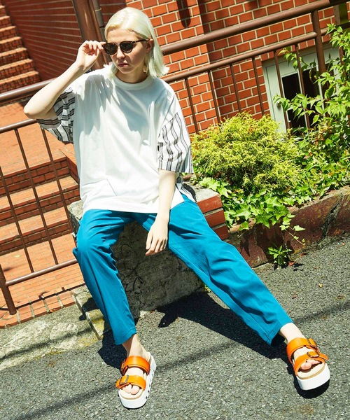 MAISON SPECIAL（メゾンスペシャル）の「《ユニセックスアイテム》ウーブンコンビプライムオーバーTシャツ【MAISON SPECIAL/メゾンスペシャル】（Tシャツ/カットソー・メンズ・ブラック/グリーン/オフホワイト/ホワイト・44/46）」の14枚目の写真