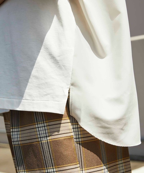 MAISON SPECIAL（メゾンスペシャル）の「《ユニセックスアイテム》ウーブンコンビプライムオーバーTシャツ【MAISON SPECIAL/メゾンスペシャル】（Tシャツ/カットソー・メンズ・ブラック/グリーン/オフホワイト/ホワイト・44/46）」の5枚目の写真