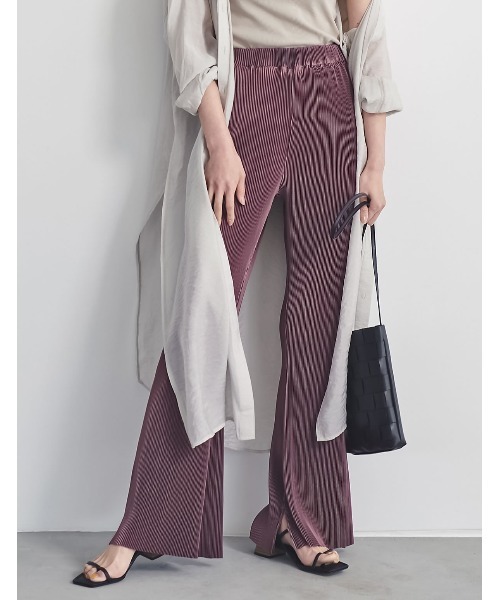 Re:EDIT(リエディ)の「楊柳マットプリーツキックフレアパンツ(その他パンツ・レディース・ブラック/パープル/ミント/ダークブルー/グレイッシュベージュ/モカ・MEDIUM/LARGE/SHORT/TALL)」の6枚目の写真