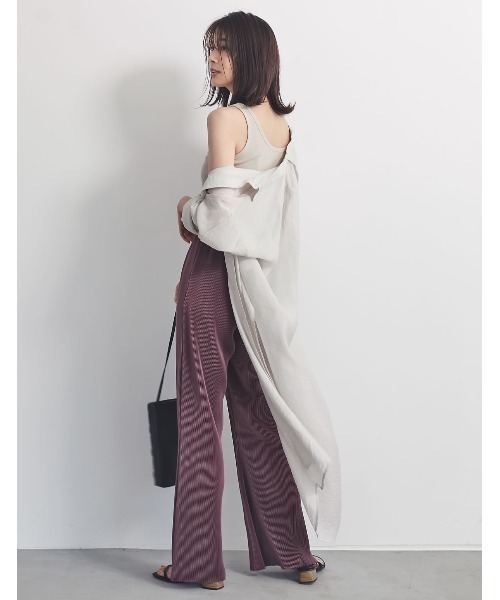 Re:EDIT(リエディ)の「楊柳マットプリーツキックフレアパンツ(その他パンツ・レディース・ブラック/パープル/ミント/ダークブルー/グレイッシュベージュ/モカ・MEDIUM/LARGE/SHORT/TALL)」の12枚目の写真