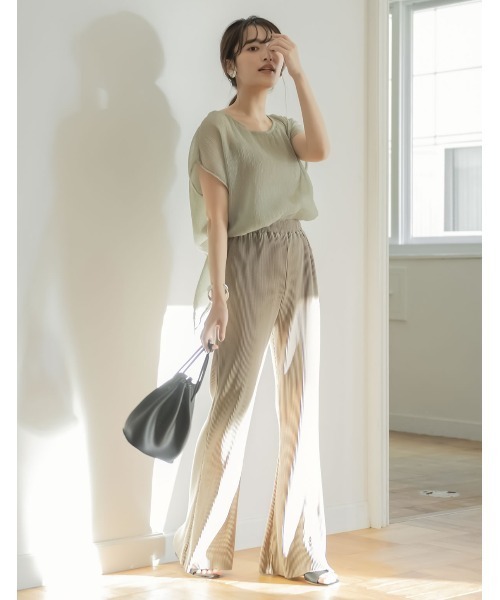 楊柳マットプリーツキックフレアパンツ（その他パンツ）｜Re:EDIT