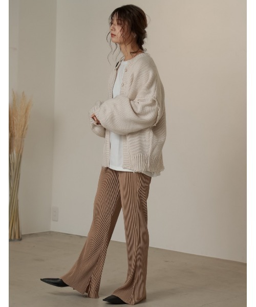 楊柳マットプリーツキックフレアパンツ（その他パンツ）｜Re:EDIT