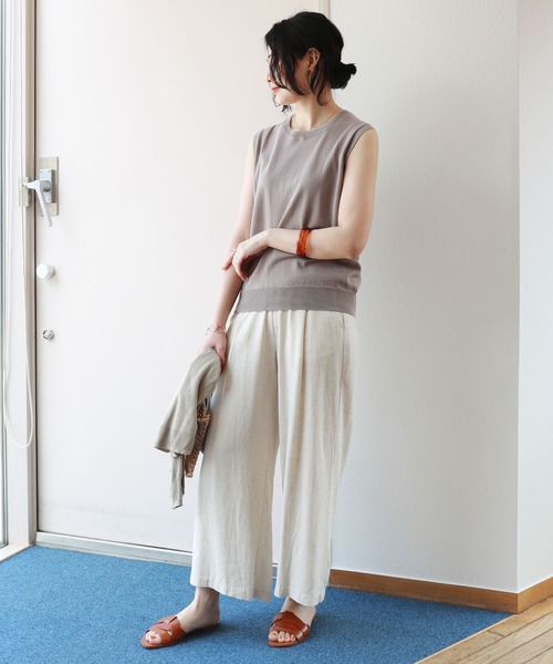 andme(アンドミー)の「UV抗菌防臭コットンニットノースリーブトップス(ニット/セーター・レディース・ブラック/ベージュ/ネイビー/オフホワイト/グレー系その他・M/L)」の9枚目の写真