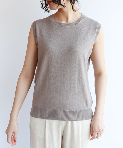 UV抗菌防臭コットンニットノースリーブトップス（ニット/セーター