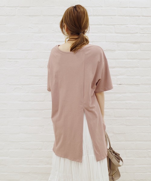 DouDou(ドゥドゥ)の「2WAYスリット7分T(Tシャツ/カットソー・レディース・オフホワイト/ピンク/カーキ/グレー系その他/グレー/バイオレット/サンドベージュ・FREE)」の7枚目の写真