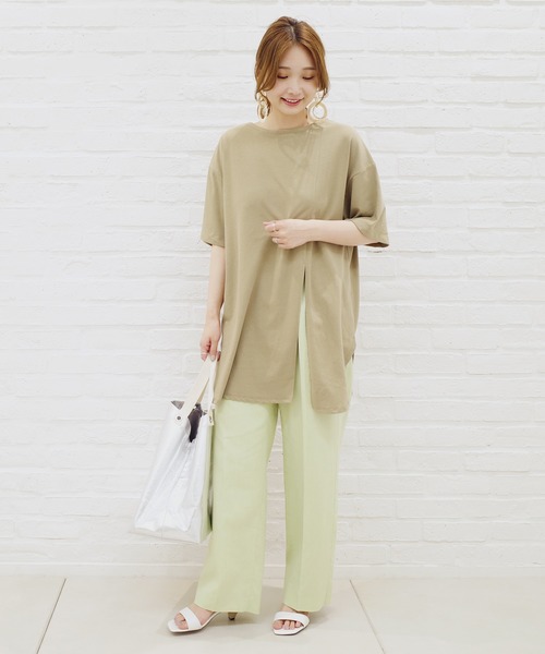 DouDou(ドゥドゥ)の「2WAYスリット7分T(Tシャツ/カットソー・レディース・オフホワイト/ピンク/カーキ/グレー系その他/グレー/バイオレット/サンドベージュ・FREE)」の22枚目の写真